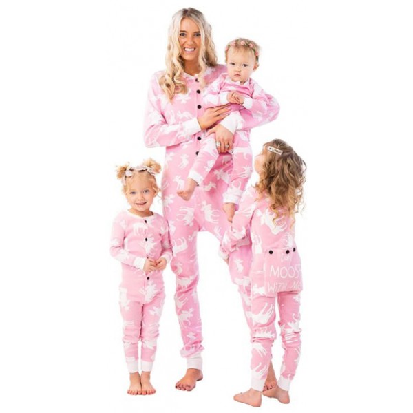 Lazyone - Pyjama une pièce Pink classic moose enfant - Pyjama, gren