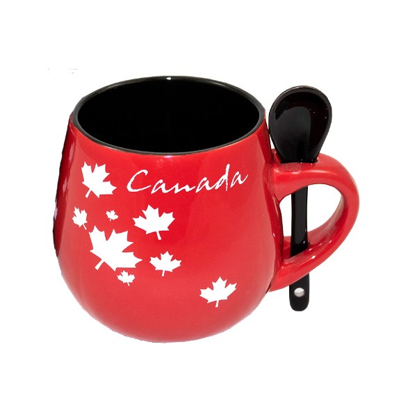 Tasse Feuilles d'érable rouge avec petite cuillère