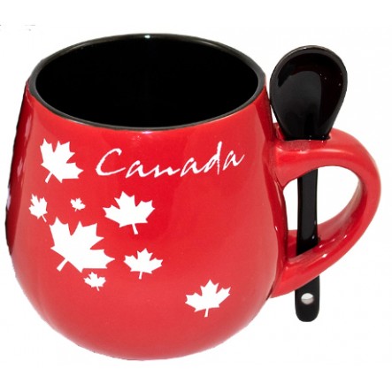 Tasse Feuilles d'érable rouge avec petite cuillère